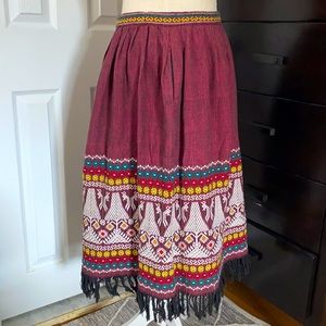 Mayan Modern Hand Woven Maroon Skirt